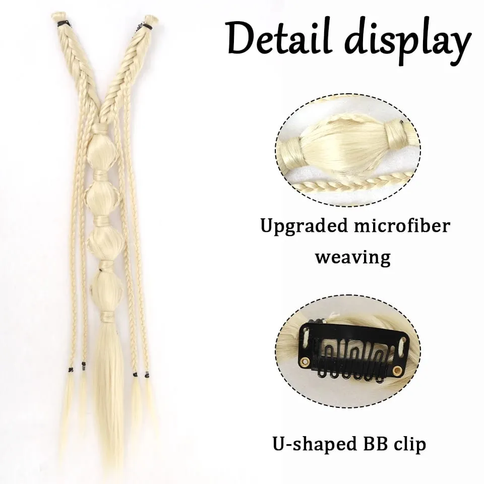 Synthetic Long Twist Braid Bubble Ponytail Extensions With U-shaped BB Clip 24 Inch Braided Wig Extensions For Women Daily Party