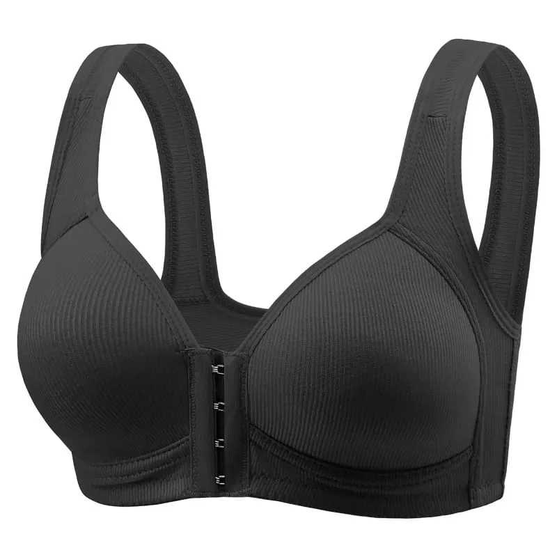 Women's Bra Wire-Free Front Closure Solid Color Full Coverage Fixed Cups Women Seamless Large Size Comfort Underwear — image 8