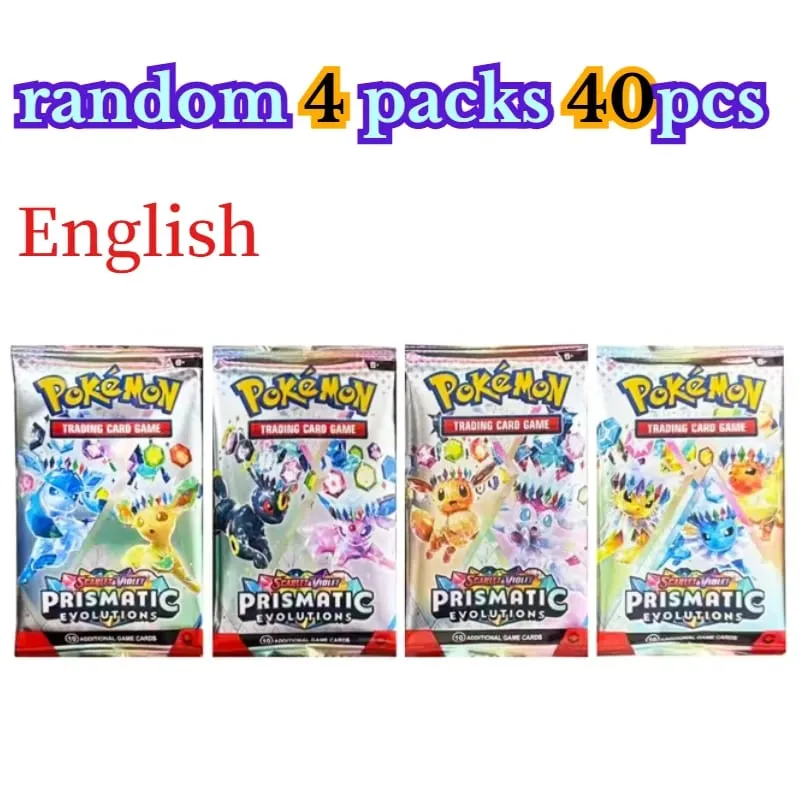 fun 40 Pieces Pokemon Card Pack 4 Sets Sun Moon Violet 151 English Trading Cards Collectible Toys Halloween Gift Fantasy Sci Fi