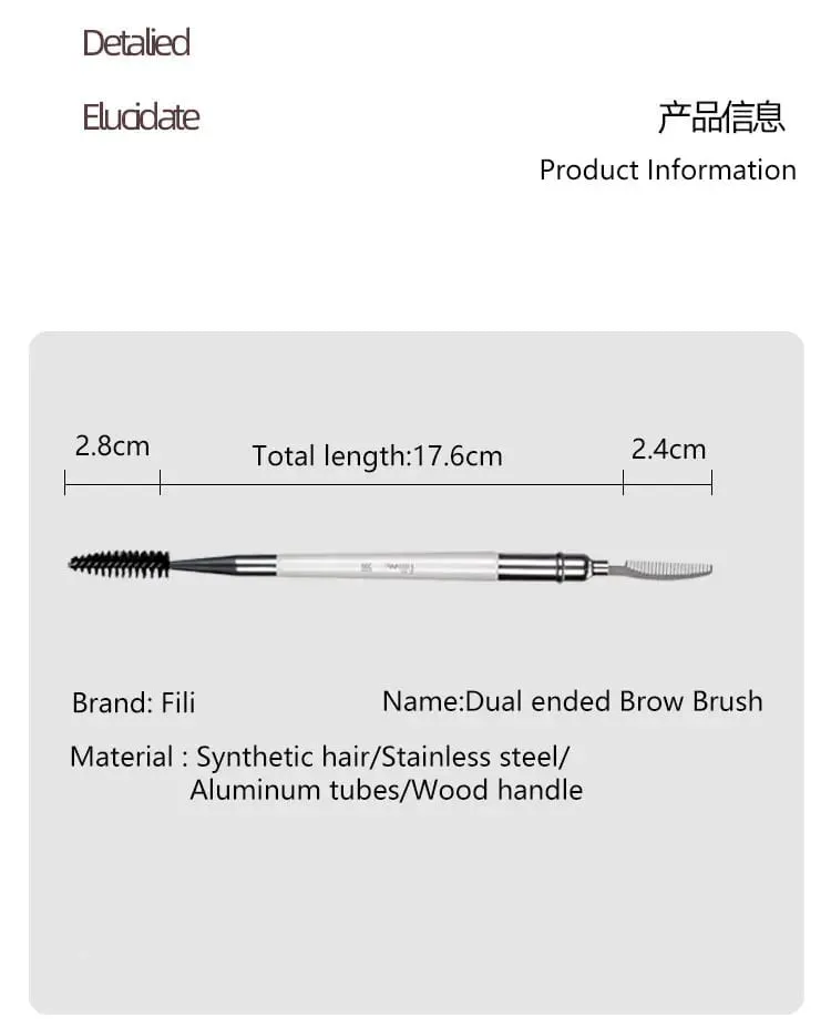 1pc Dual ended Brow Comb Makeup brush Eyebrow Make up brushes stainless steel Eye Lashes roller Eyelashes white Beauty tool 591