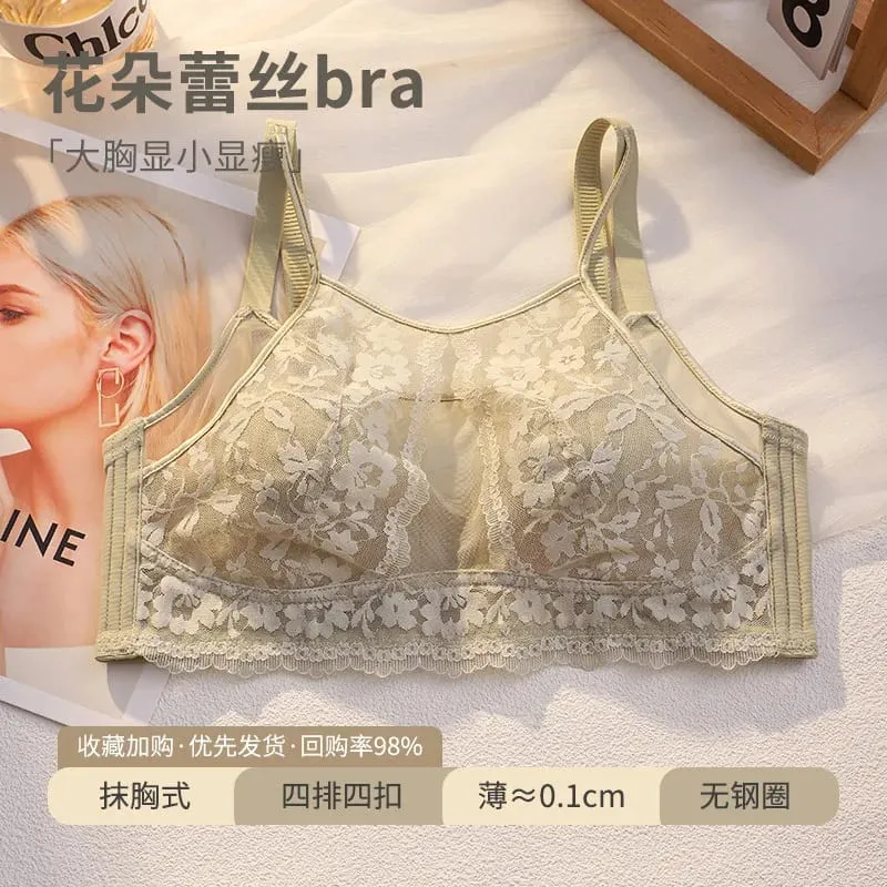 French Style Lace Strapless Bra Women Large Breast Minimizer Slimmer Sexy Beautiful Back Intimates Lingerie Size 34-44 M-XXXXL — image 9