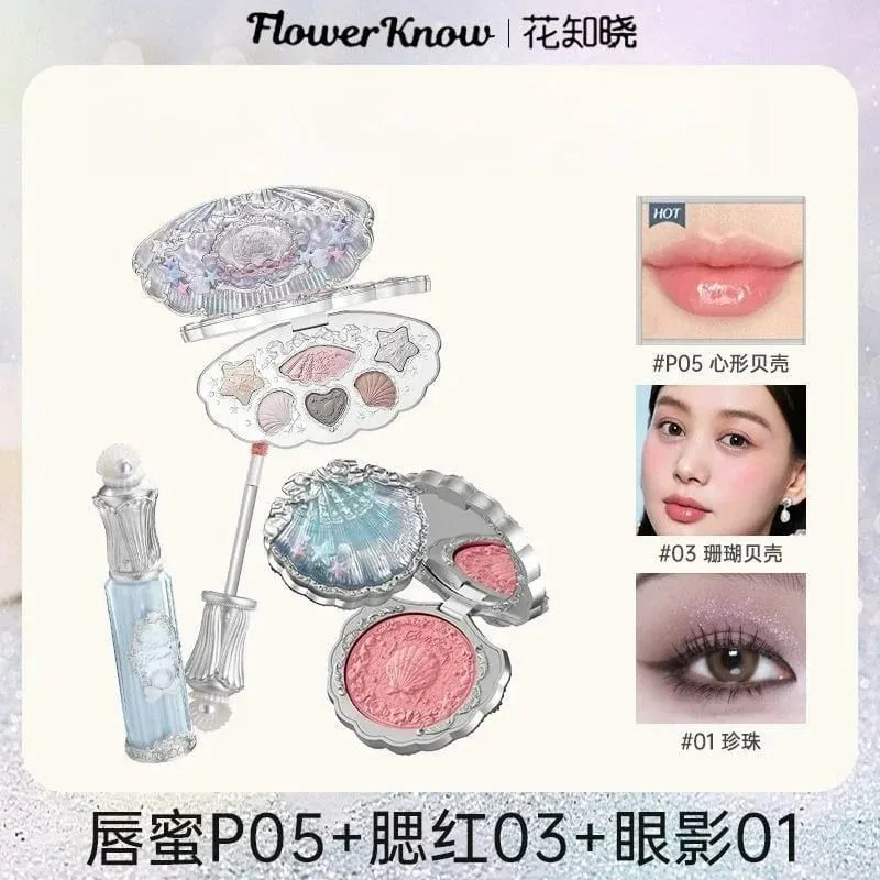 Flower Know Shells Jewel Collection Makeup Set Gift Eyeshadow Blusher Lipstick Face Kit