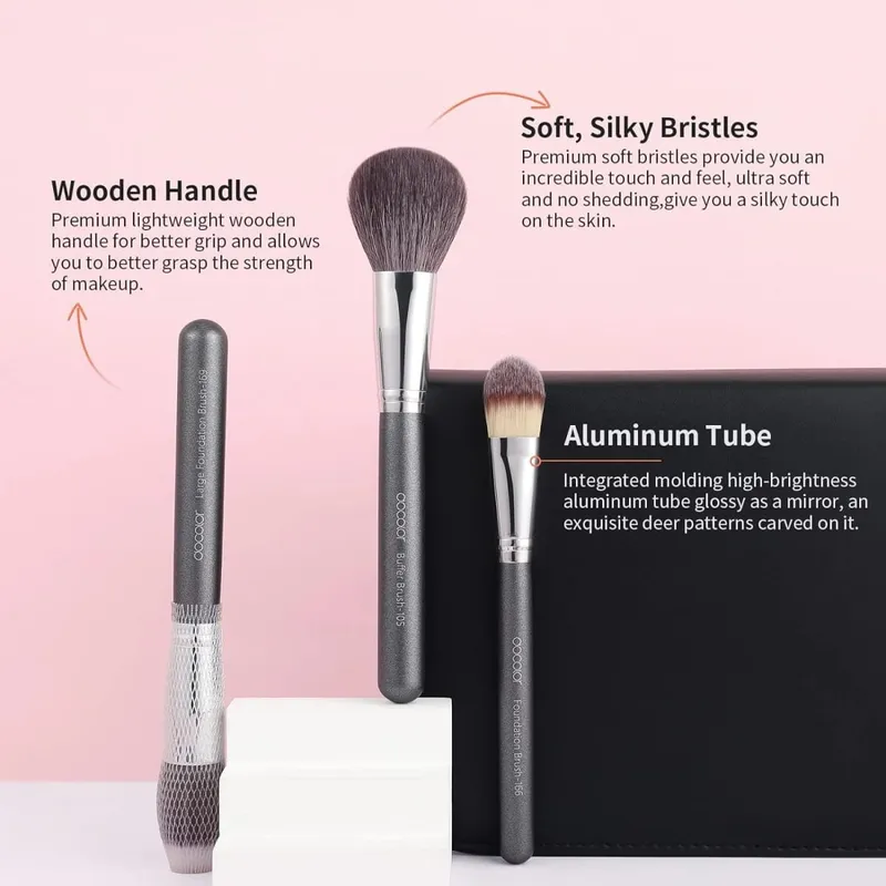 Docolor Professional Makeup Brushes Set 29pcs Natural Hair Foundation Powder Contour Eyeshadow Concealer with PU Leather DA2901