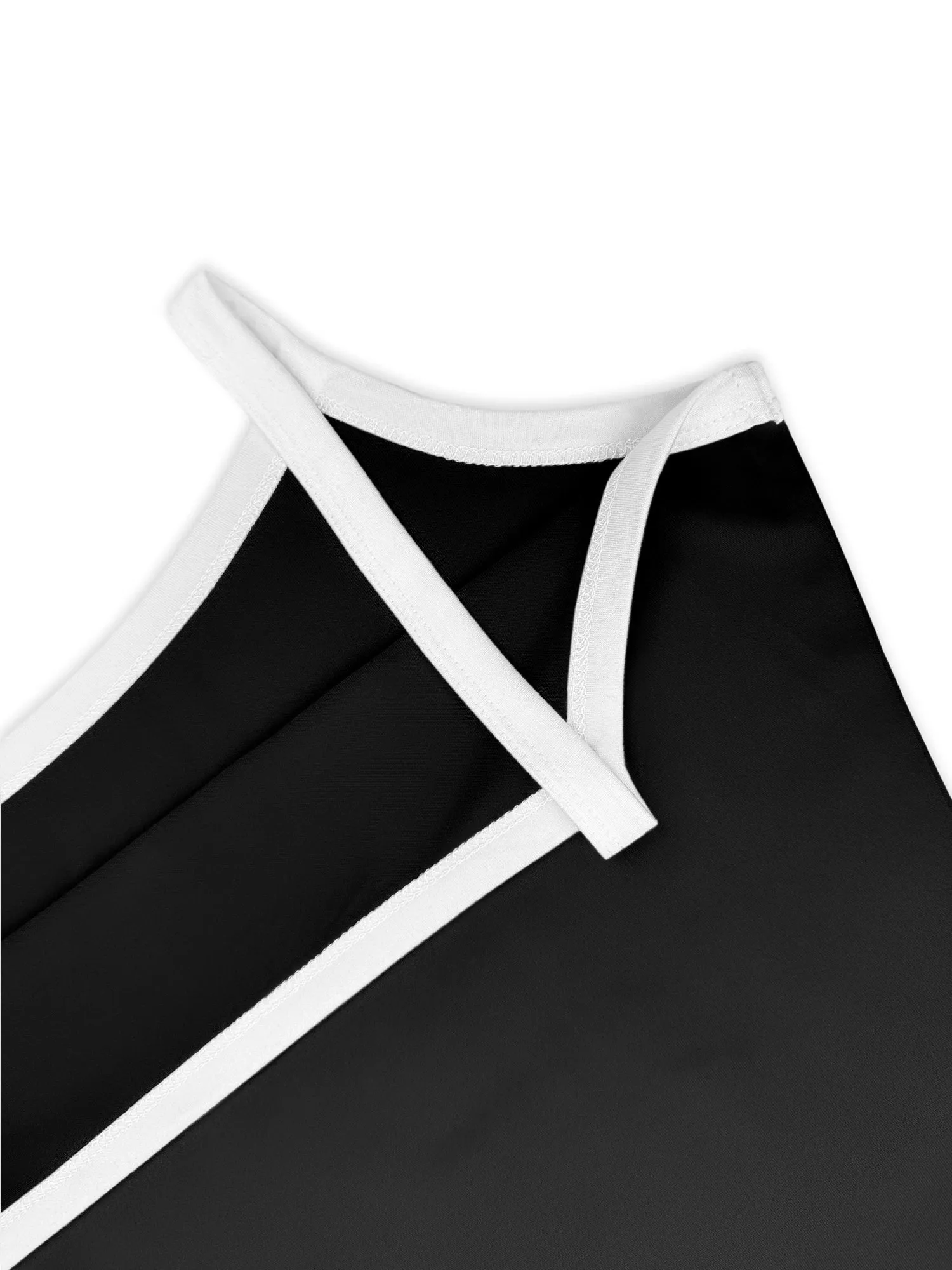 Contrast Binding U-Neck Crop Cami Slim Spaghetti Strap Bodycon Tank for Urban Street Style & Evening Date Outfits