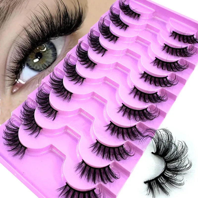 Half Lashes 10 Pairs Half Lashes Soft Natural Cat Eye Lashes Makeup Tool Fake Eyelashes Extension Fluffy Faux Cils