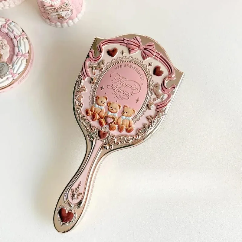 Flower Knows Handheld Makeup Mirror Air Cushion Comb All Series Relief Pattern Limited Color Makeup Tool Kit