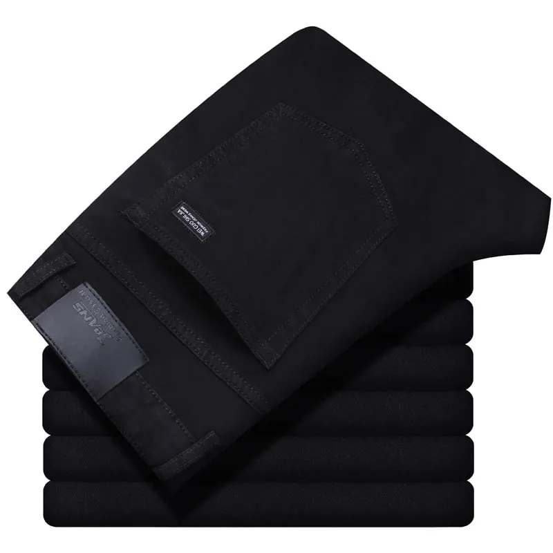 Men's New Korean Version Is Soft And Comfortable Stretch Regular Fit Jeans Fashion Casual Cotton Business Black Denim Pants — image 2
