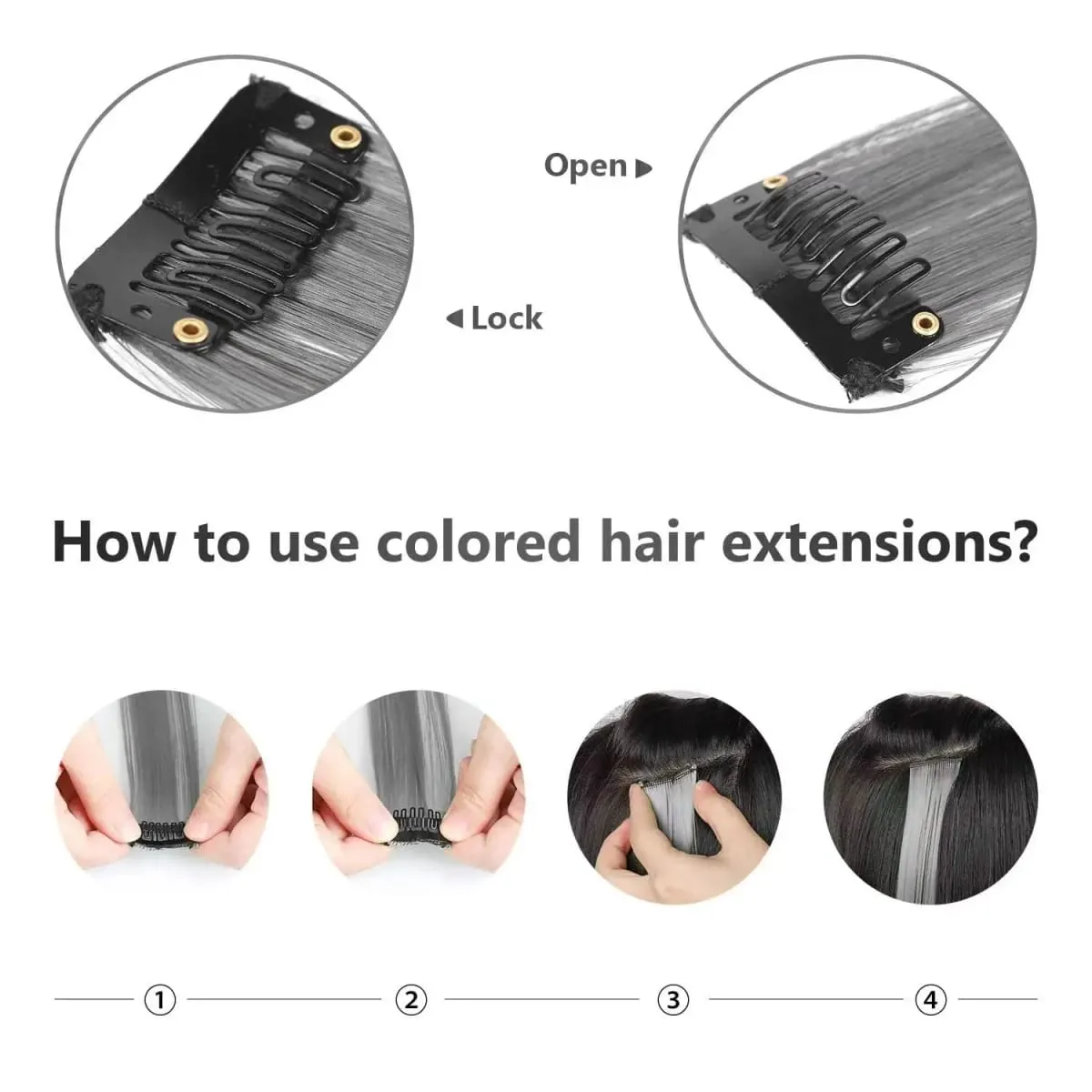 10Pieces 22 inch Colored Hair Extensions Multi-colors Party Highlights Clip in Synthetic Hair Extensions