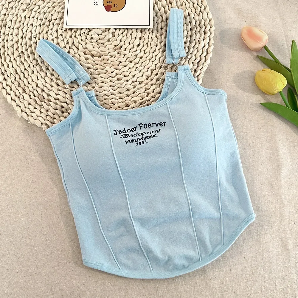 Brief Afdrukken Crop Tops Vrouwen Zomer Tops Sexy Hemdje Vierkante Kraag Tank Top Y2K Naadloze Vrouwelijke Crop Tops Gewatteerde Mode — image 8