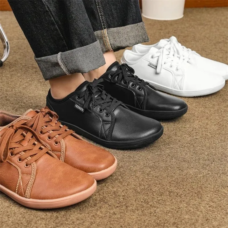 2025 New Minimalist Shoes for Men Women Wide Toe Barefoot Zero Drop Shoes Casual Artificial Leather Lightweight Walking Sneakers