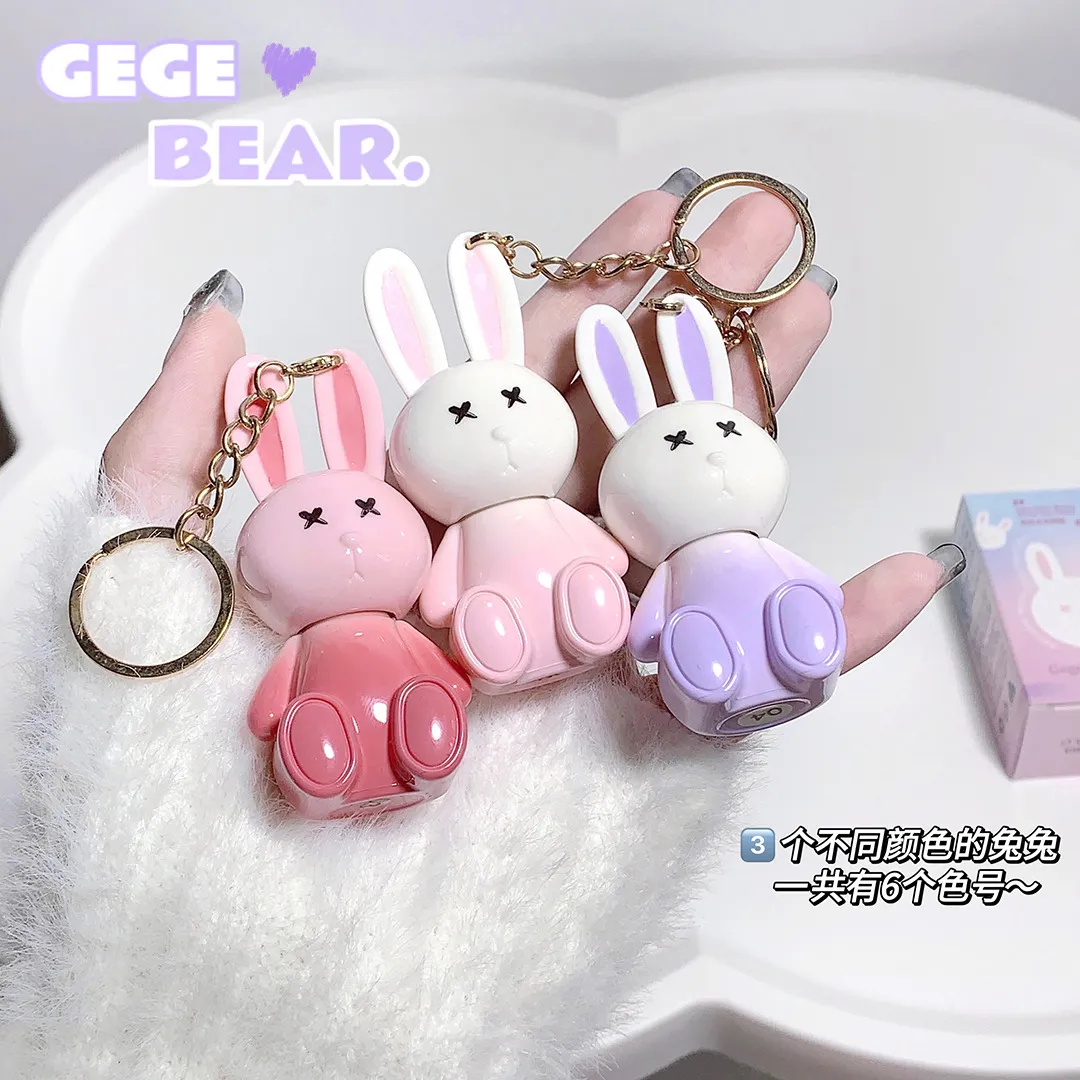 Cute Rabbit Mirror Lip Glaze Keychain Lipstick Waterproof Lip Gloss Long Lasting Non-stick Cup Women Lip Glaze Cosmetic 6 Colors — image 2