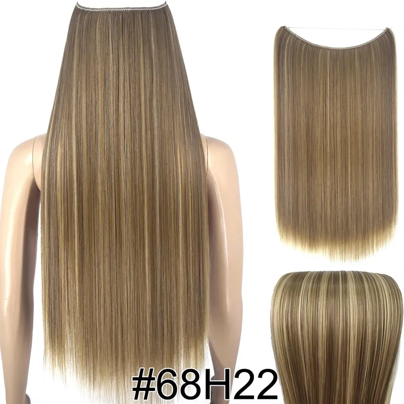 Synthetic Heat Resistant Hair Silky Straight Elasticity Invisible Wire Hair Extensions 8006
