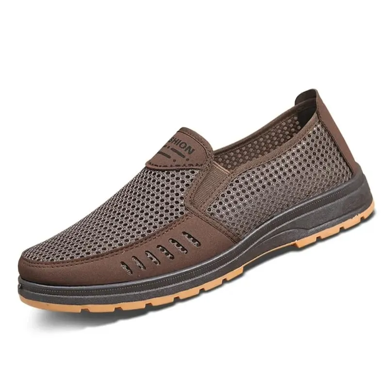 Men's Shoes Summer Breathable Mesh Slip-On Dad/Elderly Shoes Non-Slip Orthopedic Comfort Lightweight Canvas Shoes