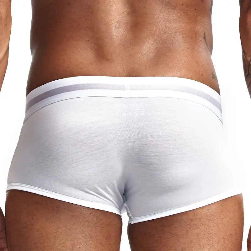 Sous-vêtements pour hommes jeunesse U surélevé taille basse coton quadrilatère pantalon couleur unie grand short pour hommes