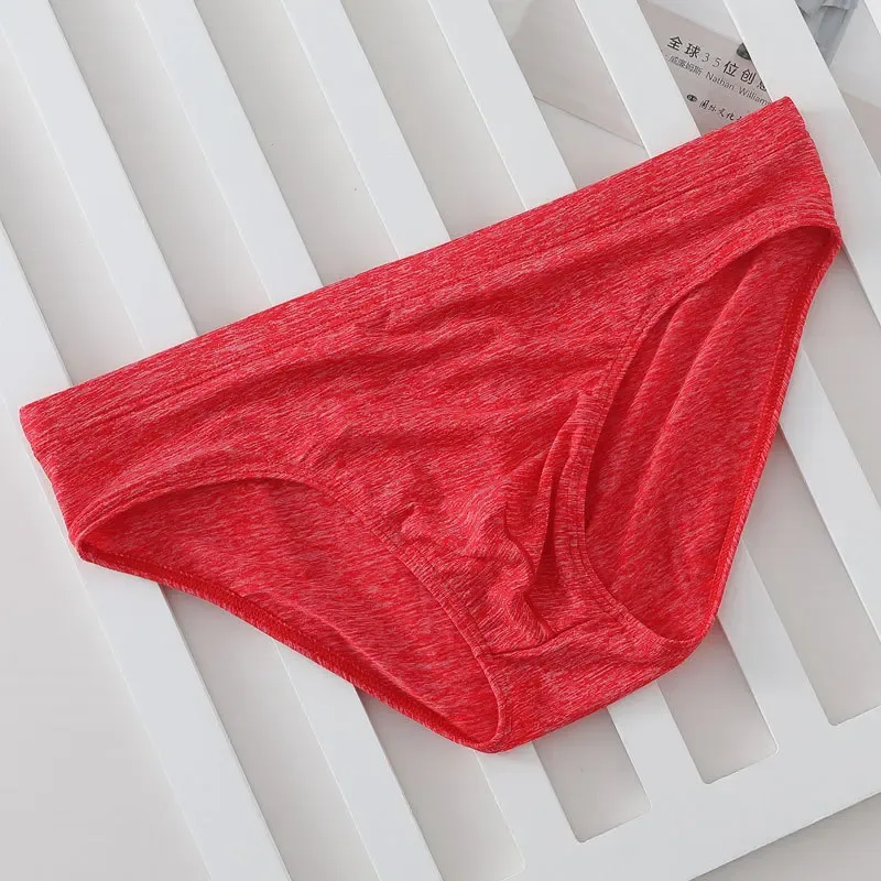 Men's Sexy Brief Ice Silk Elastic Quick Dry Cool Feel Underwear Youth Low-rise U Convex Pouch Sports Panties Comfortable Mankini