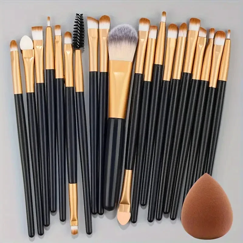 20Pcs Makeup Brushes Set Eyeliner Blending Cheeks Eye Cosmetic Foundation Brush with Makeup Sponge