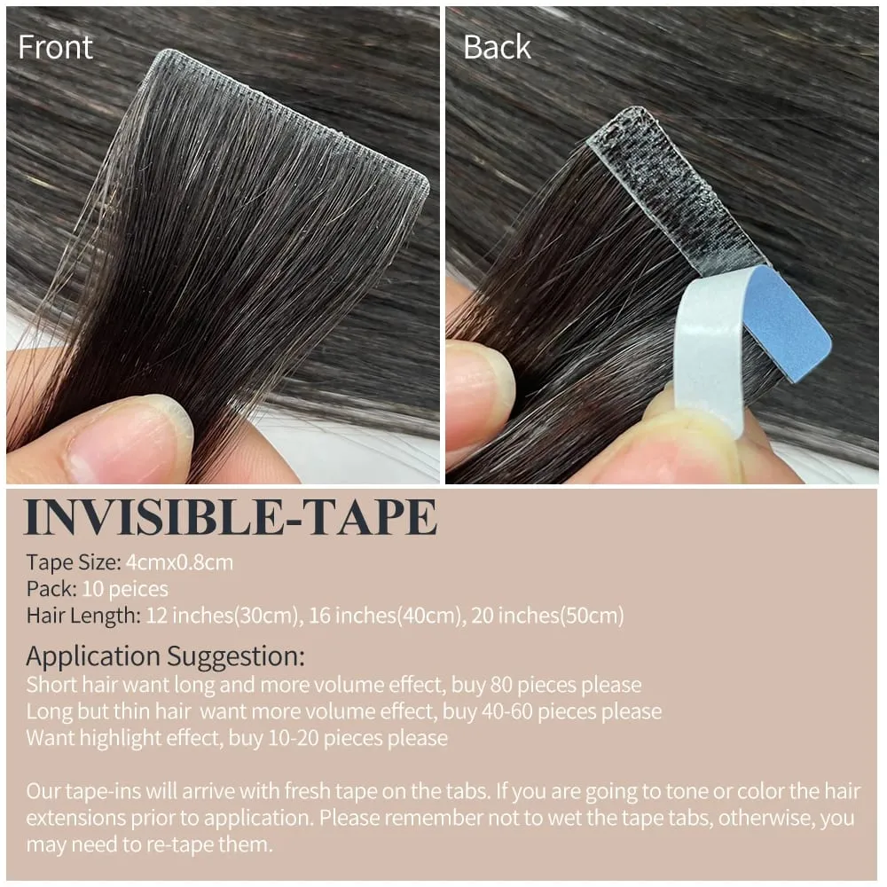 Natural PU Skin Weft Invisible Tape In Human Hair Extensions Double Side Black Blonde Brown Tape Ins Hair Extensions 10pcs/Pack