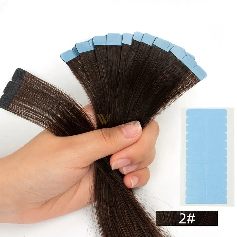 Invisible Mini Tape In Human Hair Extensions Seamless Adhesive Natural Straight Hair 12-24 Inches Machine Remy Hair 10pcs/pack