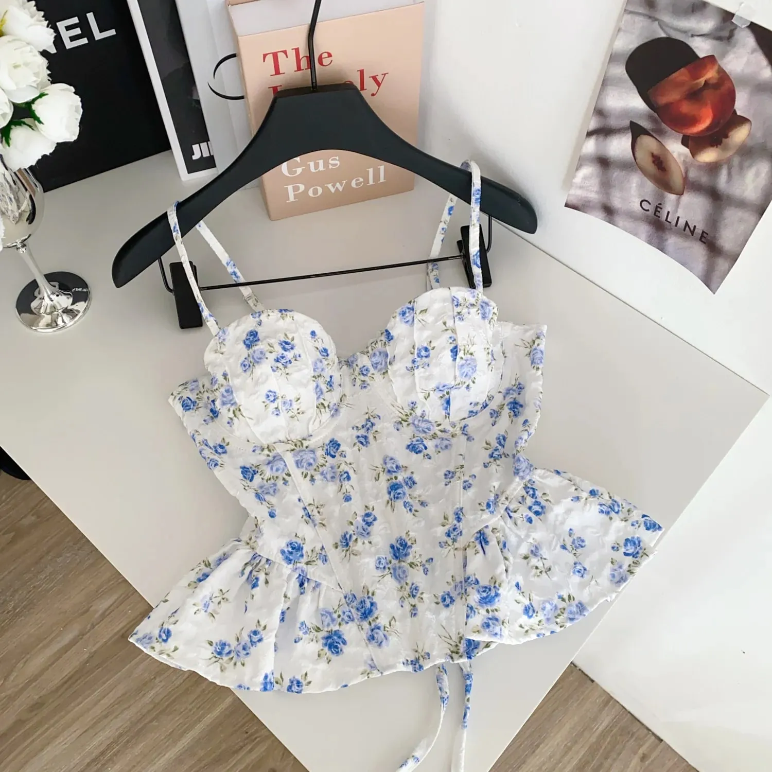 Sexy magro espartilho plissado impressão chique coreano camis regata básica moda fora do ombro roupas femininas de verão