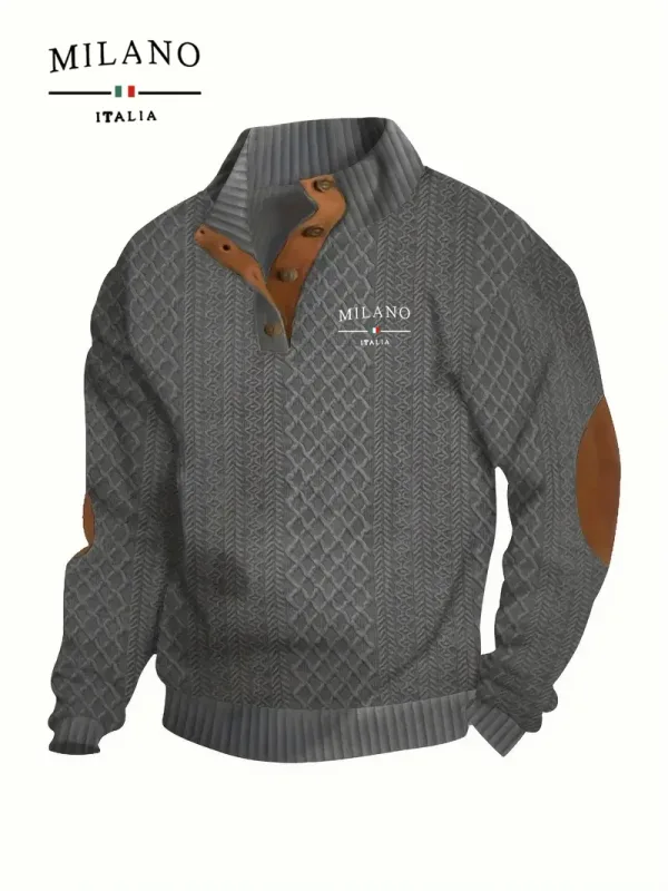 La felpa con cappuccio Henry con motivo italiano Milano è un pullover autunnale e invernale da uomo caldo, morbido e delicato sulla pelle