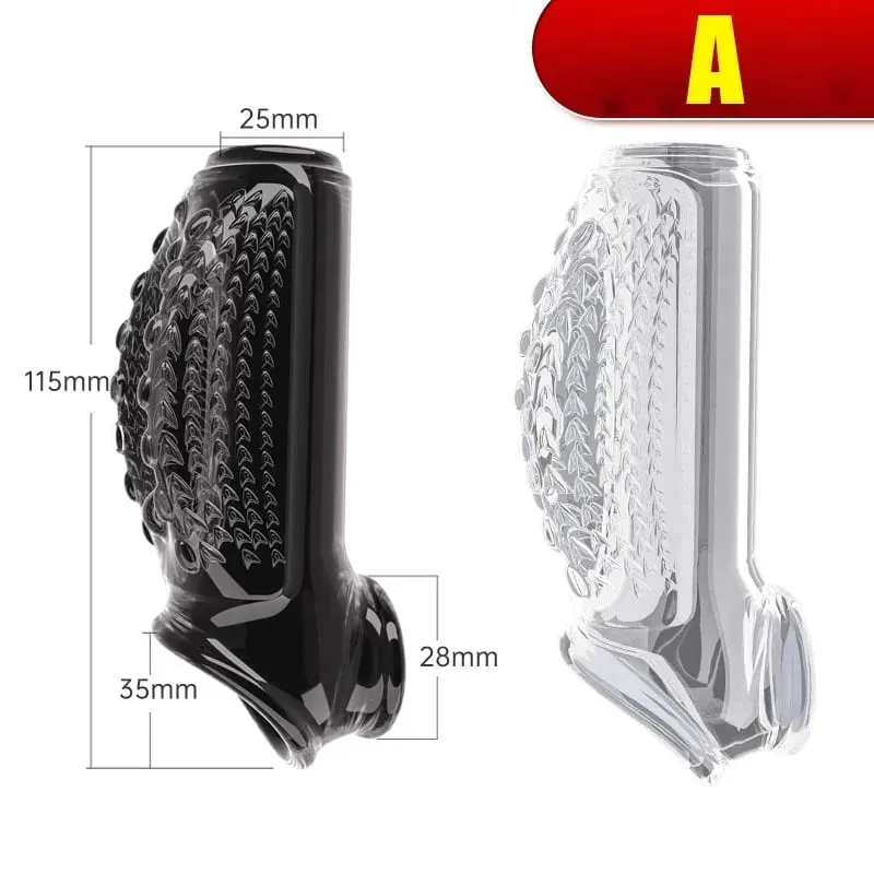Reusable Penis magnify Cock Rings Delay Ejaculation Penis Condoms Dick Sleeve Silicone Glans Cover Enlargement Sex Toys For Men