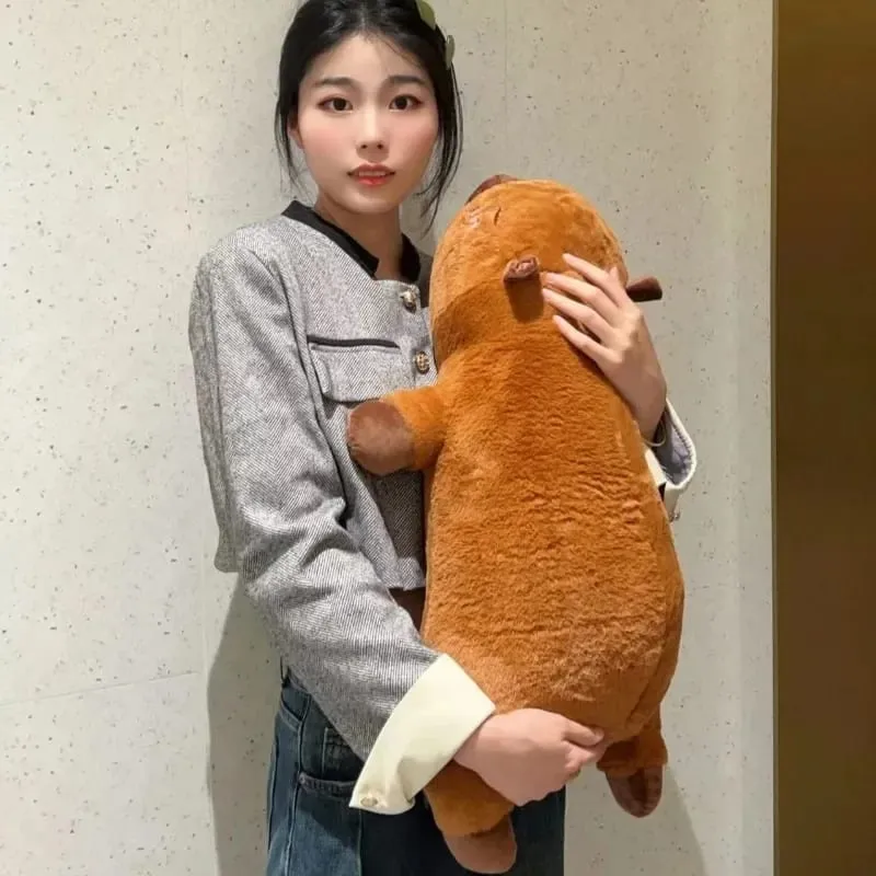 Kawaii Capybara Plush Toy Stuffed Capibara Fluffy Doll Long Sleep Soft Pillow Sofa Cushion Nap Sleeping Toys for School Xmas — image 3