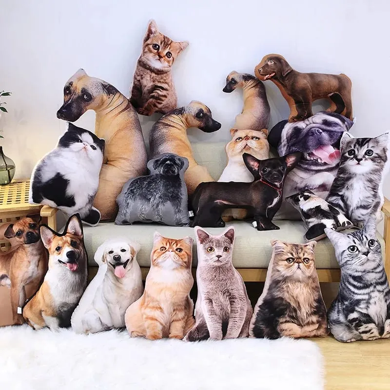 18 Kinds Dog Cat Animal Plush Pillow Both Sides Printing Stuffed Pug Corgi Hound Shar Pei Throw Pillow Sofa Home Decor Men Gift — image 2