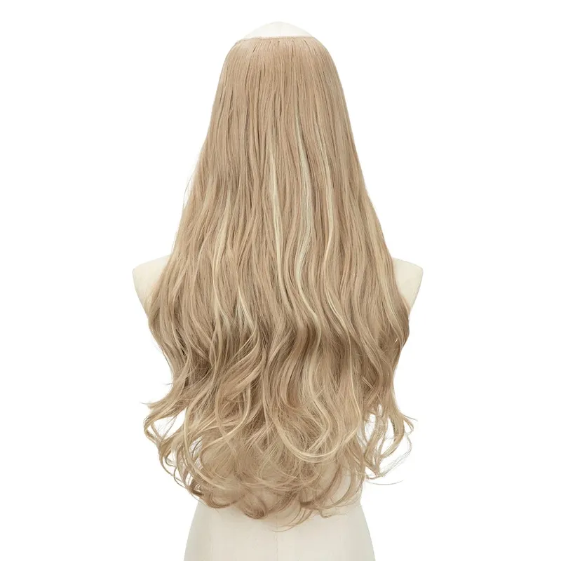 U-Part Synthetic Clip In Hair Extension Long Thick Curly Natural Blonde Flase Hair Hairpieces For Women Heat Resistant — image 23