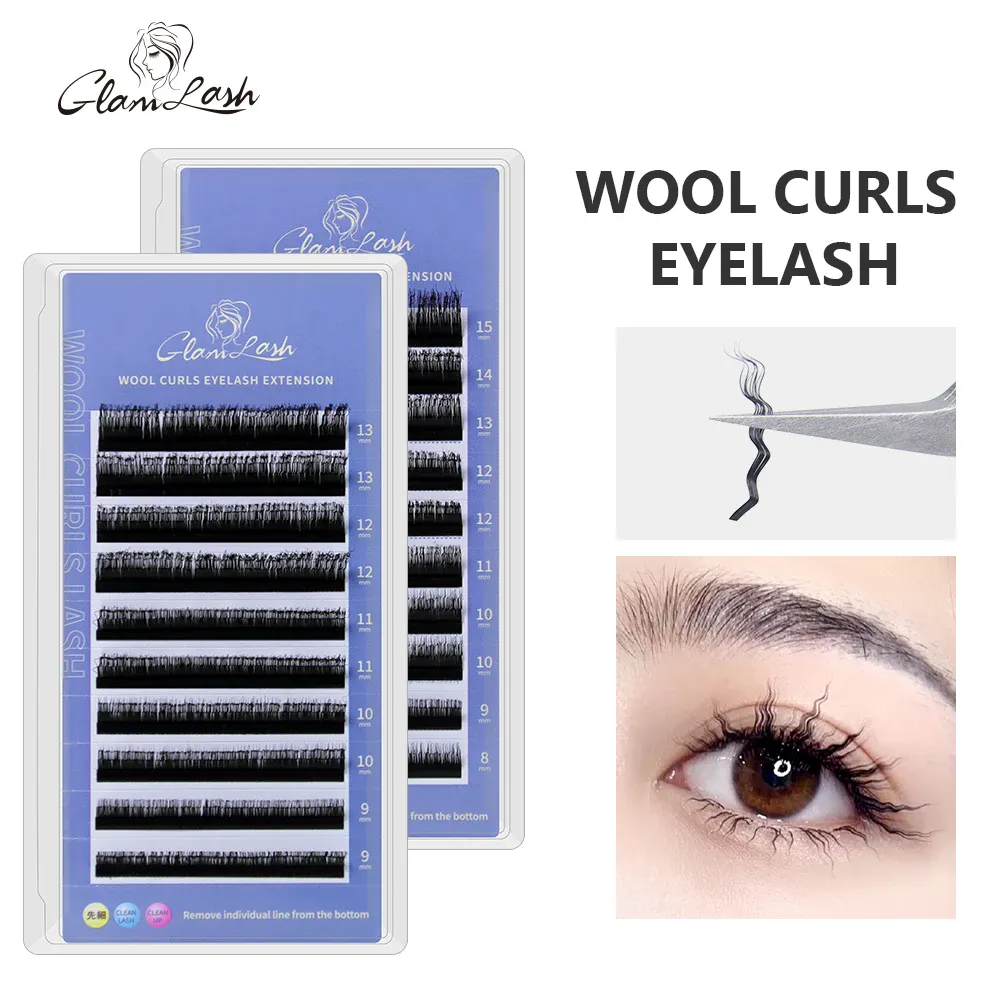 3D Curly Wool Lashes Curl Cat Eye Eyelashes Fluffy Thick Fasle Eyelashes Natural Long Handmade Eye Lashes Extension