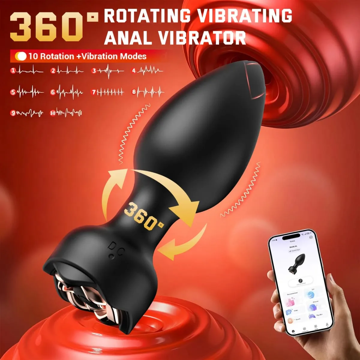 Wireless Control 360° Rotation Wiggle Vibrator Butt Plug for Men Prostate Massager Gay Anal Vibrator Anal Plug Adults Sex Toys