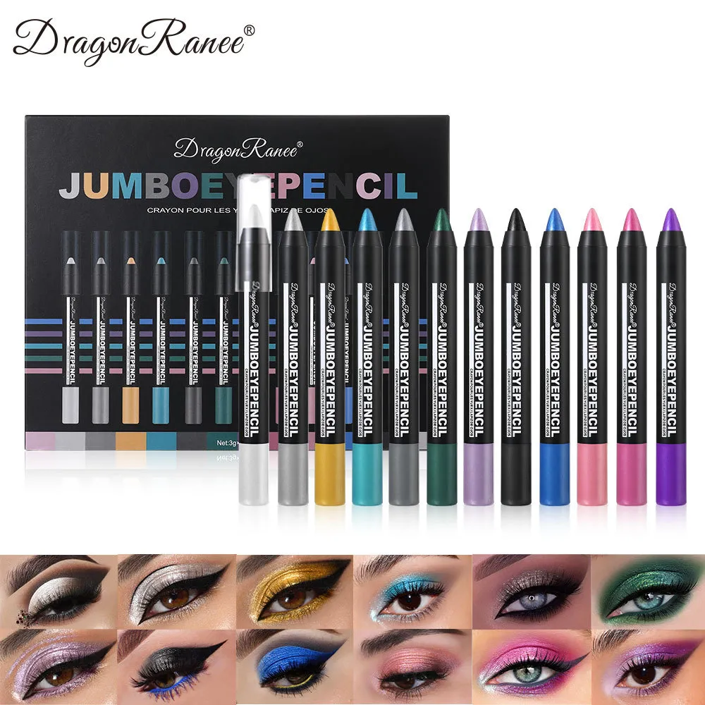 12Pcs Highlighter Eyeshadow Pencil Set Waterproof Glitter Eye Shadow Lying Silkworm Makeup Pigment Cosmetics White Eyeliner Pen — image 2