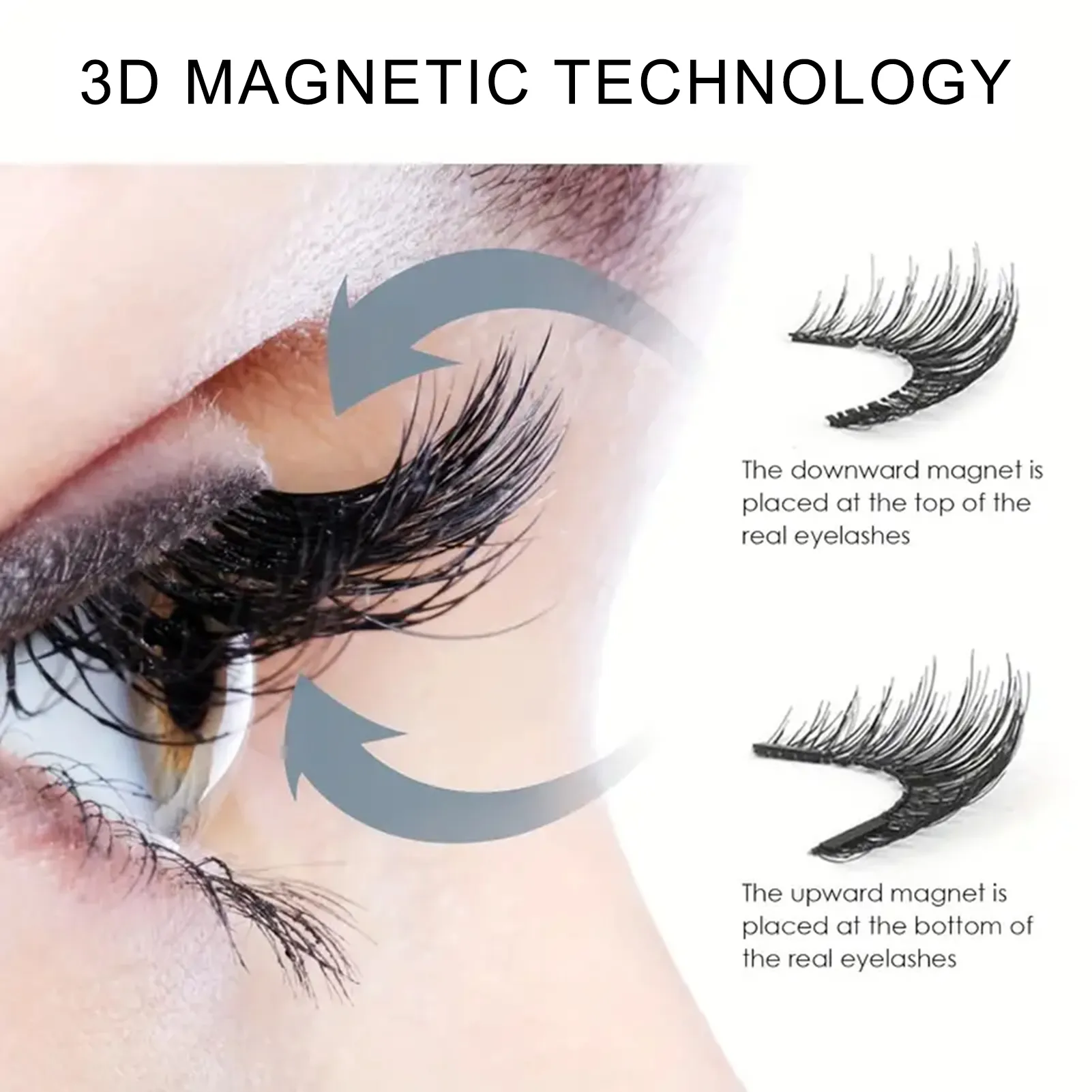 8pcs Magnetic Eyelashes Glue-free cluster lashes reusable false eyelash Eye Lash for Eye-Lifting Effect DIY Makeup Use