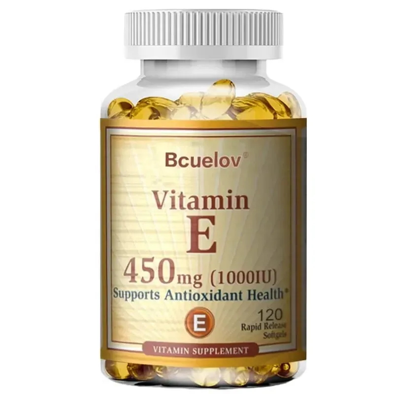 Campuran Bcuelov Vitamin E 450MG (1000 IU) Mendukung Sistem Kekebalan Tubuh & Nutrisi Kulit - Antioksidan Alami - Bebas Gluten & Susu