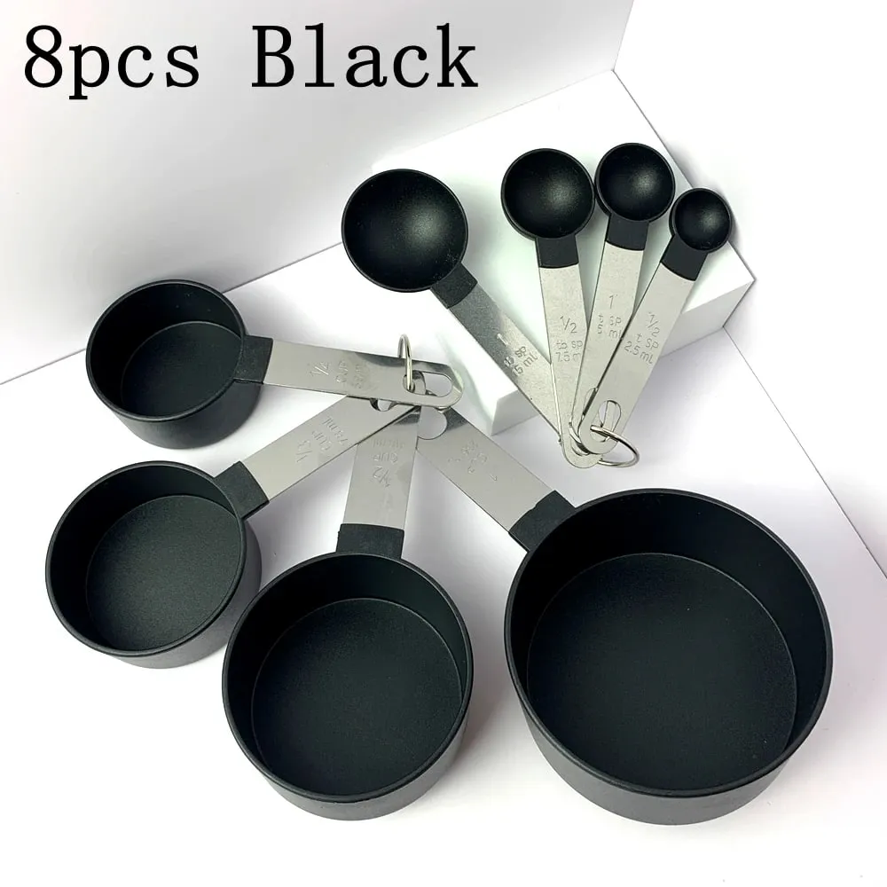 4/8PCS/Set Plastic Multi Purpose Measuring Cup Measuring Spoon Stainless Steel Handle With Graduated Measuring Baking Tools