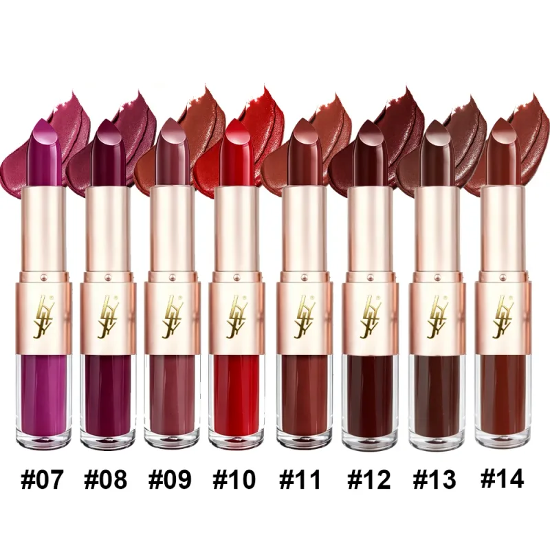2 IN 1 Dual-End Lipstick & Liquid Lip Gloss High Shine Glossy Lip Color Long Lasting Waterproof Bold Lip Makeup