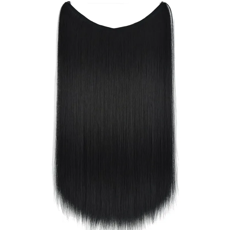 Synthetic Heat Resistant Hair Silky Straight Elasticity Invisible Wire Hair Extensions 8006