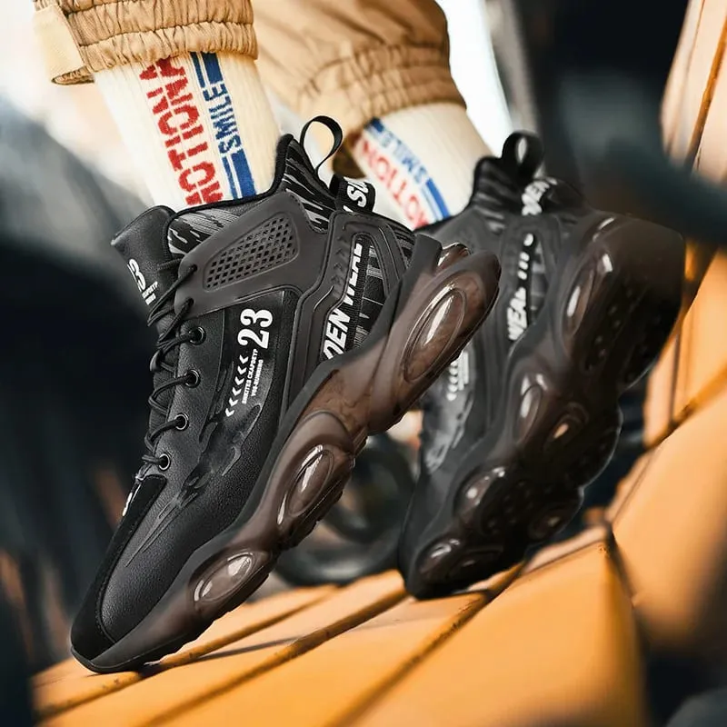 Men's Spring High Quality Trendy Shoes Thick Bottom Strap Basketball New Breathable Shock Absorbed Casual Sneaker Shoes 2025