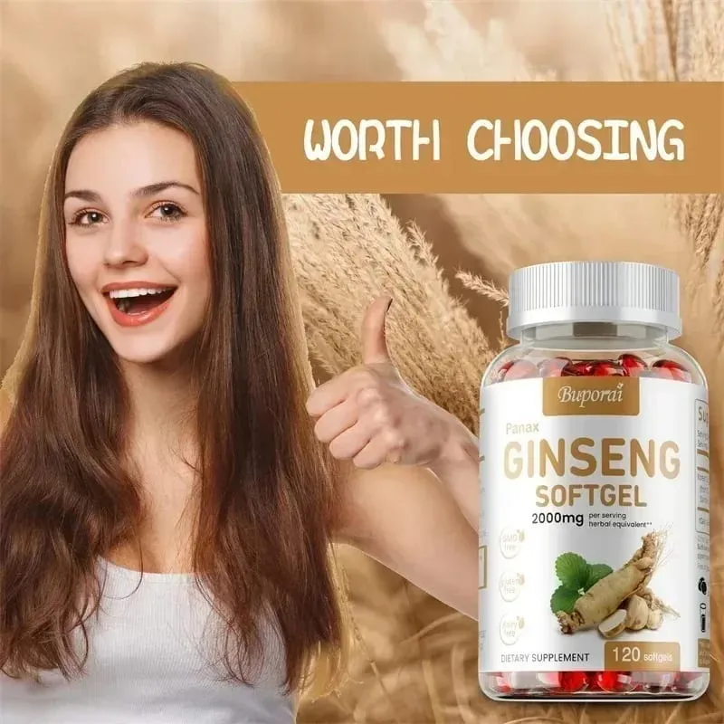 Panax Ginseng Capsules Ginseng Root Extract Supports Energy Strength Vigor Performance in Women and Men