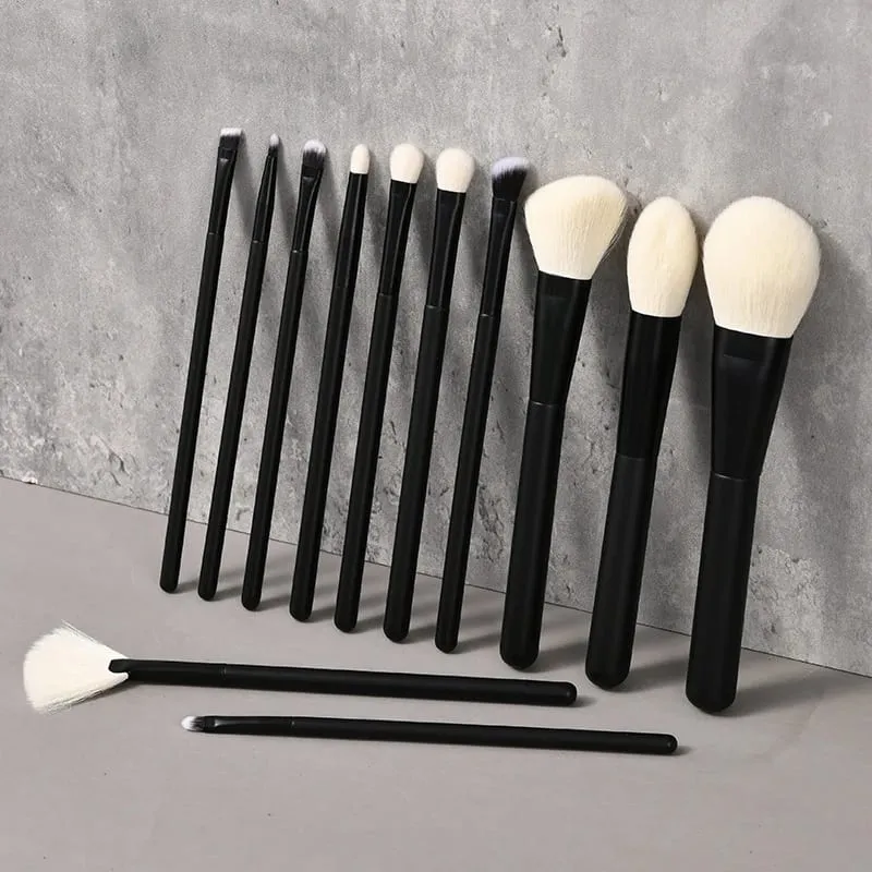 18PCS / 12PCS Animal Goat Hair Makeup Brushes Set Wood Handle makeup brush beginner makeup tools