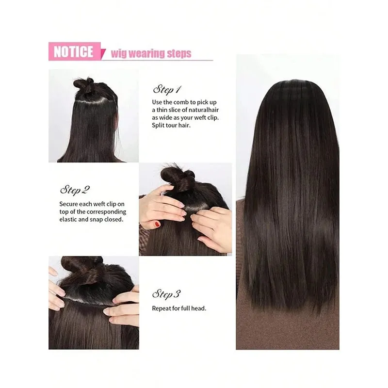 Long Straight 5 Clips Hair Extension 32 Inch Clip In Extensions Hairpieces For Women Synthetic Natural Straight Clip Hair Piece