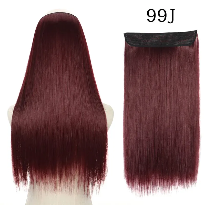 Synthetic Long Straight No Clip Invisible Line Hair Extensions 40 55 80cm Natural Brown Blonde Fake Hairpiece For Women
