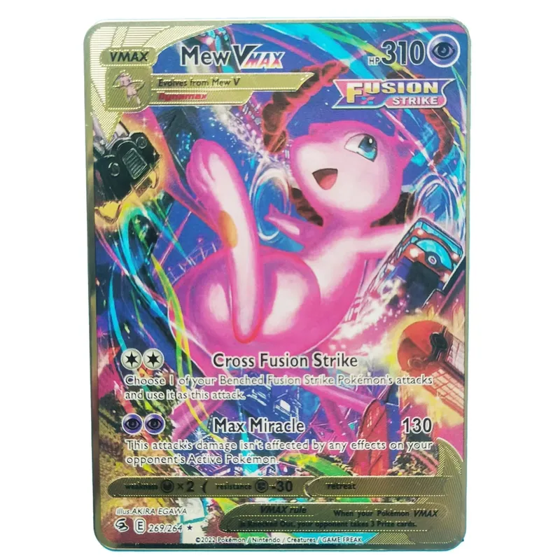 Van Gogh Museum Pokemon English Metal Card Anime Pikachu Charizard Mewtwo Shiny Letters Game Collection Card Kids Toy Gifts
