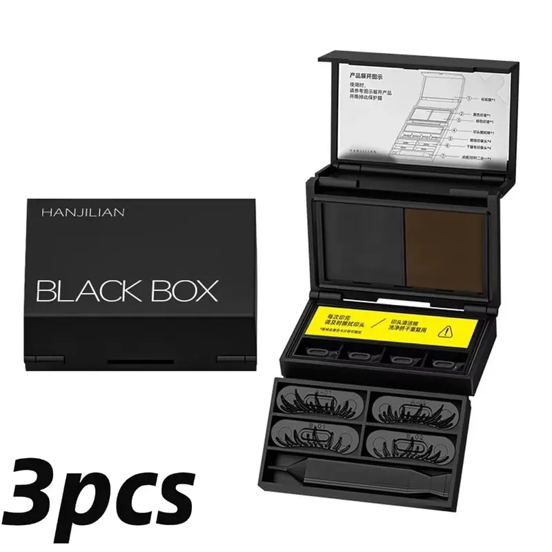 3-in-1 Lower Eyelash Stamp Eyeliner Kit Waterproof Long Lasting Fast Application Portable Eye Makeup Tool Set Box