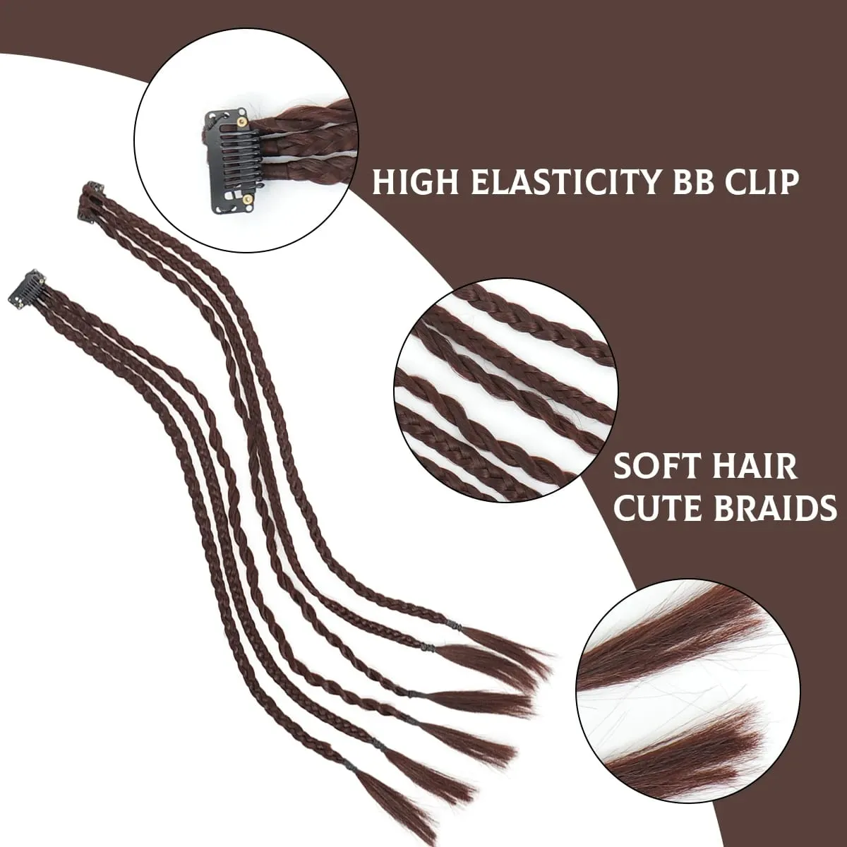 Braid Hair Extensions Clip in Hair Extensions One Clip Long Natural Soft Synthetic Hairpieces for Women Highlights