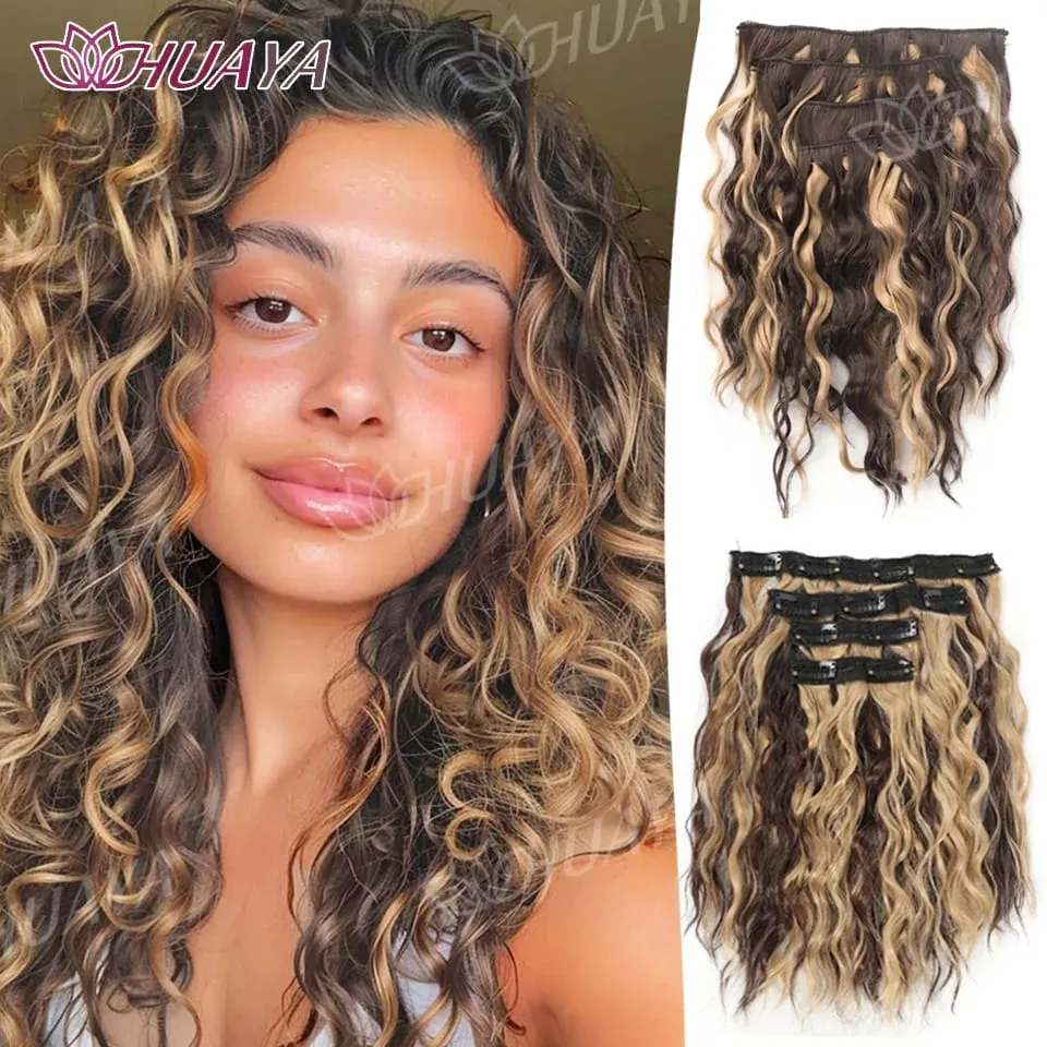 Synthetic Extension Wigs for Women BB Clip Style Four-Piece Set Water Wave Short Hair Extension Wigs Suitable for Everyday Wear — image 2