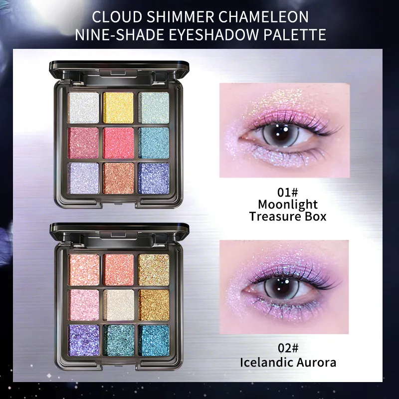 Yunyi Chameleon Nine Color Eye Shadow Disc Polarized Flasher Pearlescent Eye Shadow Multi Color Colorful Makeup
