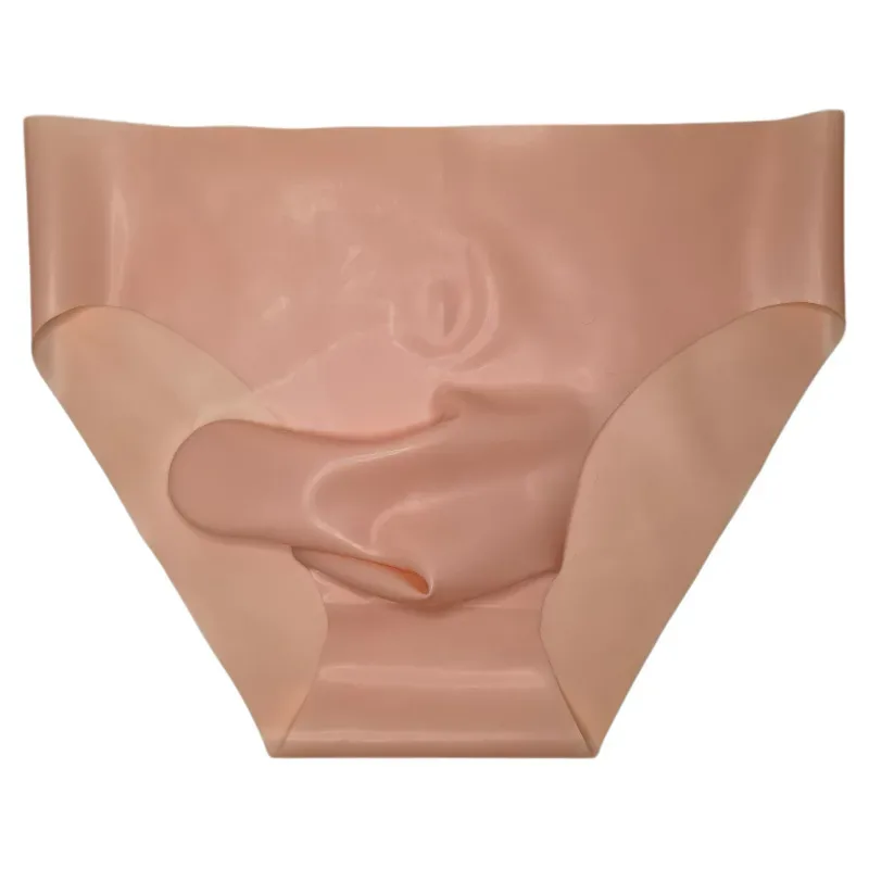 Men's Sexy Latex Underpants Seamless Sheath Briefs See-Through Sissy Couple Low Waist Panties Erotic Rubber Tight Safety Panties