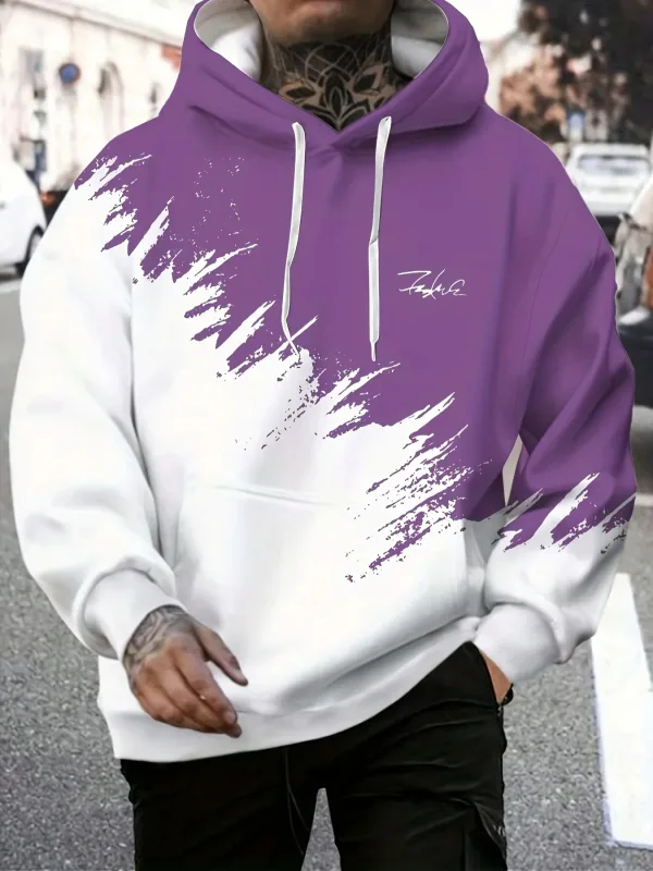 Fashion Gradient Print Men's Hoodies Funny 3D Letter Pattern Oversized Sweatshirts Autumn and Winter Casual Pullover Men Clothes