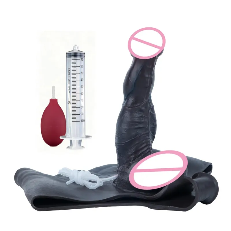 Black Nude Strapon Big Realistic Ejaculation Dildo Silicone Squirting Panties With Simulated Solid Penis Sex Toy For Women — image 51