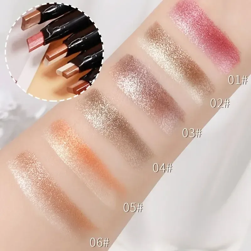 Glitter Double Color Gradient Eyeshadow Stick Pencil Two Tone Shimmer Metallic Lazy Eye Shadow Pen Waterproof 2 in 1 Eye Makeup — image 4